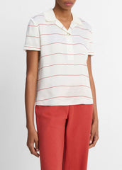 Knit-Collar Striped Silk Polo Shirt in Shirts & Tees | VINCE Sale