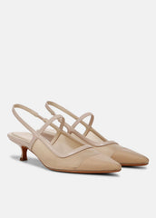 Venice Leather and Mesh Slingback Kitten Heel in Shoes | VINCE Sale