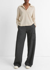 Wool Relaxed Long-Sleeve Polo Shirt in Shirts & Tees | VINCE Sale