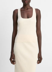 Ribbed Cotton-Blend Racerback Tank in Shirts & Tees | VINCE Sale