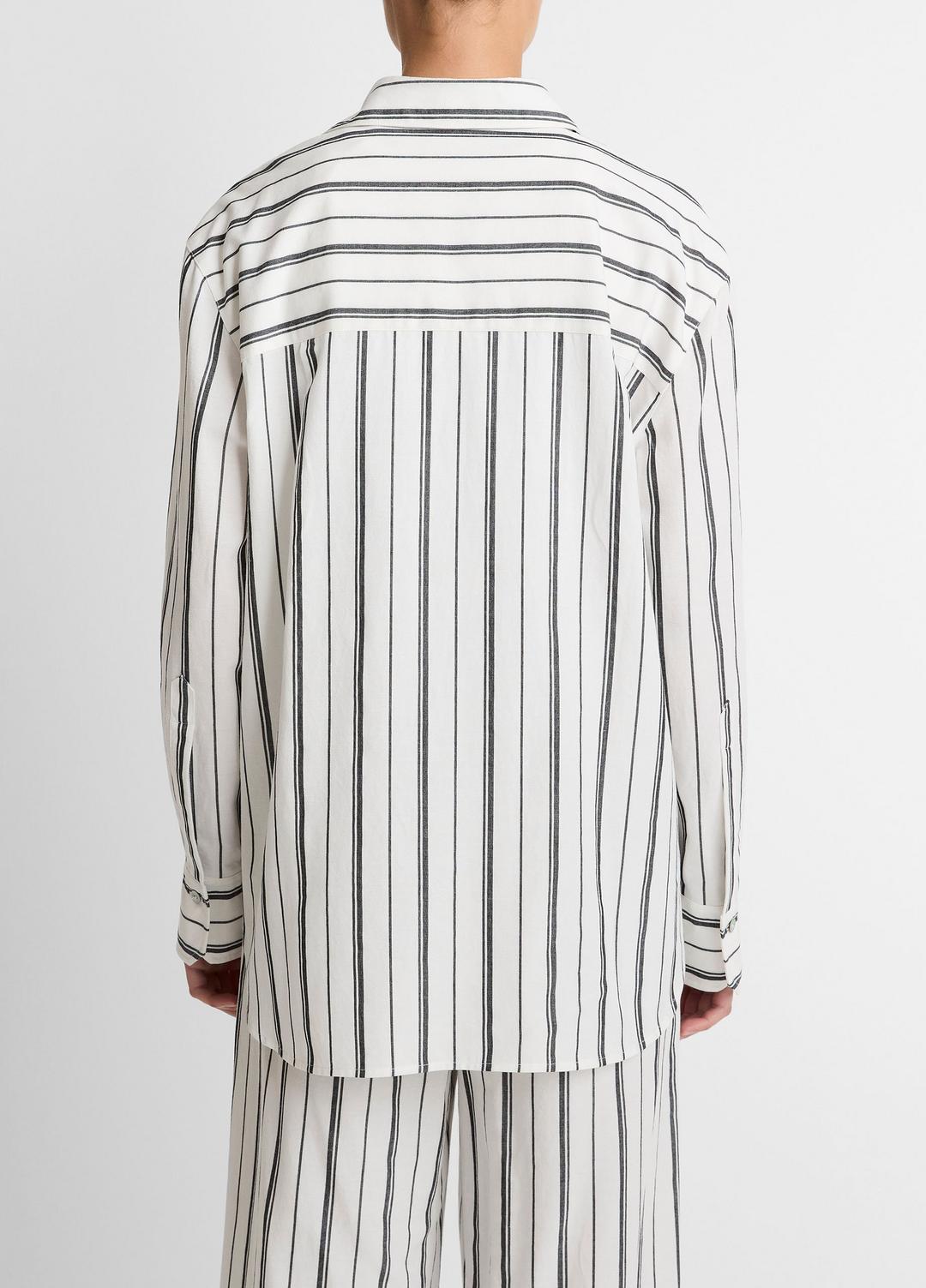 Resort Stripe Oversized Button-Front Shirt in Long Sleeve | VINCE Women