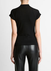 Wool Raglan Cap-Sleeve Mock-Neck Top in Short Sleeve | VINCE Women