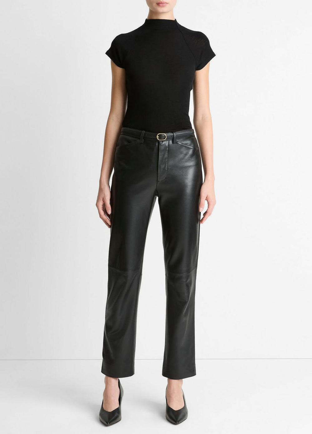 Wool Raglan Cap-Sleeve Mock-Neck Top in Short Sleeve | VINCE Women