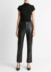 Wool Raglan Cap-Sleeve Mock-Neck Top in Short Sleeve | VINCE Women