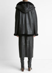 Shearling Hooded Jacket in Jackets | VINCE Women