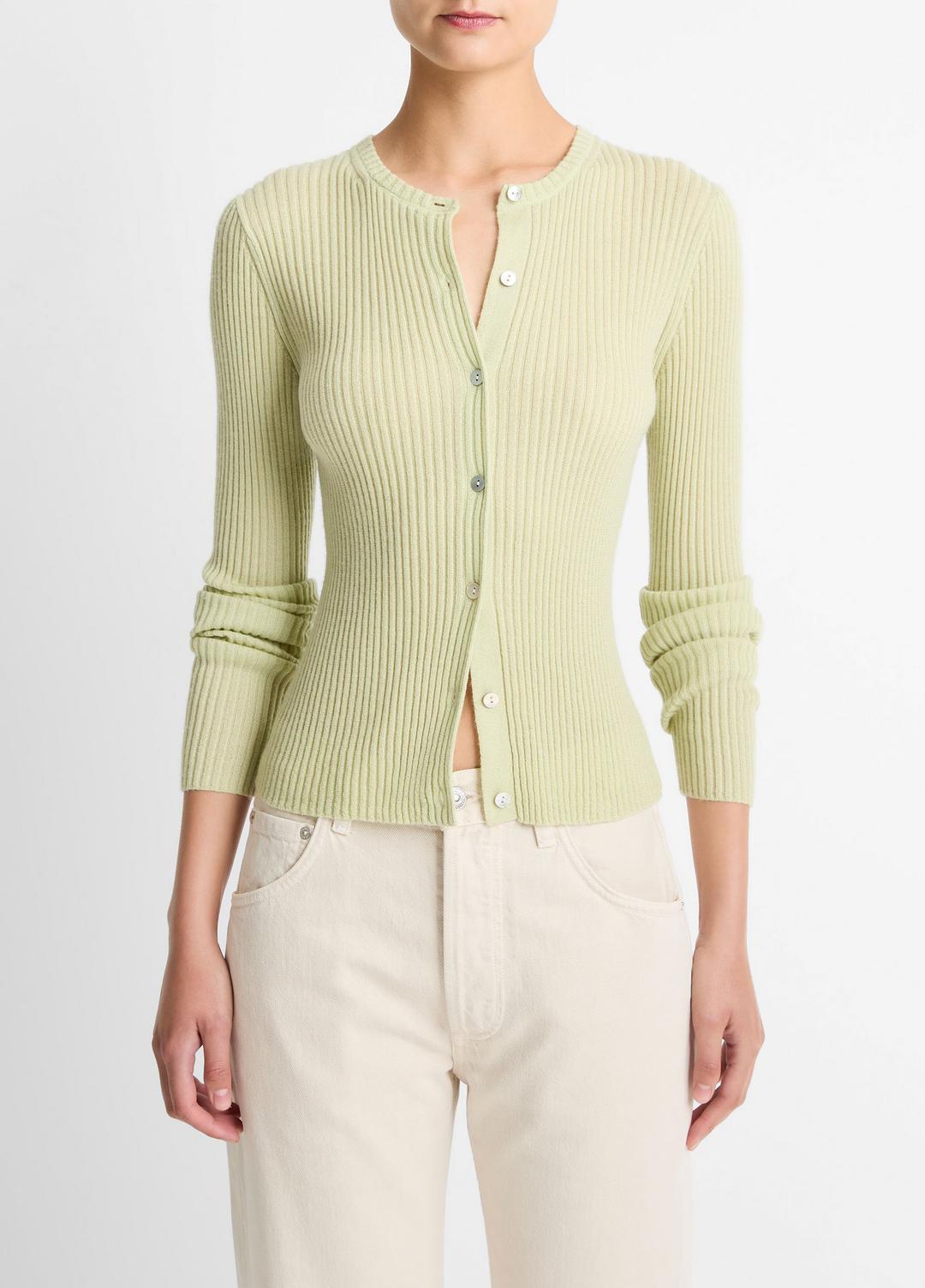Ribbed Cashmere-Silk Cardigan in Cardigans | VINCE Women