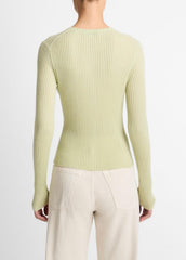 Ribbed Cashmere-Silk Cardigan in Cardigans | VINCE Women