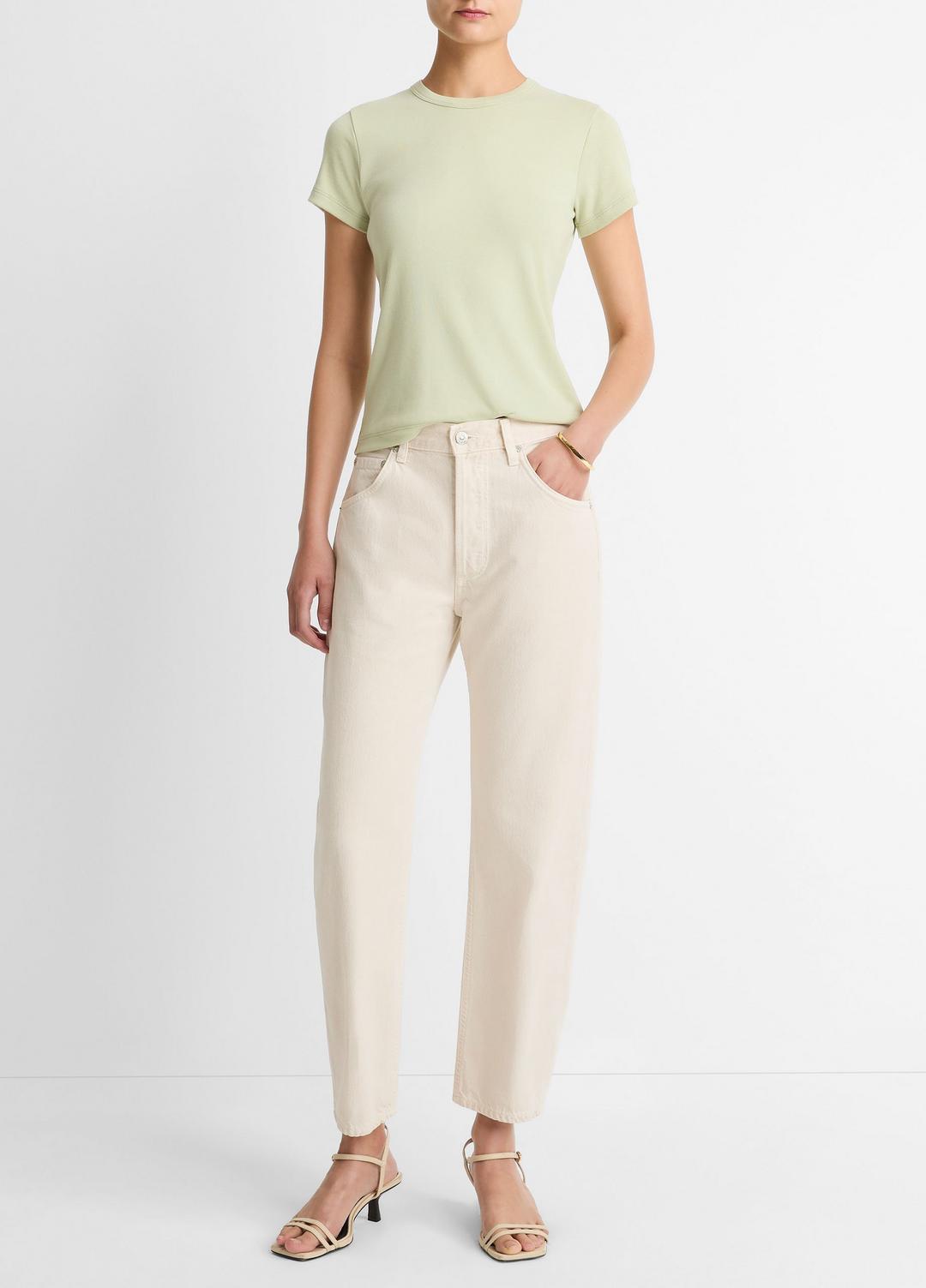 Pima Cotton-Blend '90s Shrunken T-Shirt in Short Sleeve | VINCE Women