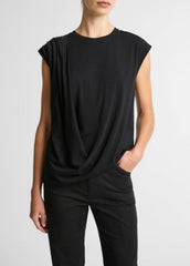 Pima Cotton-Blend Draped Relaxed Top in Tank Tops | VINCE Women