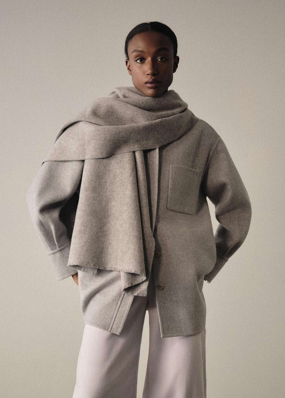 Double-Face Wool & Cashmere-Blend Shirt Jacket in Jackets | VINCE Women