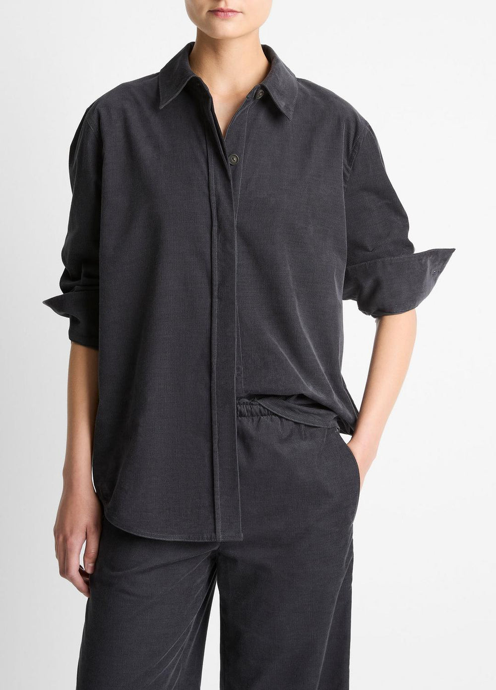 Cotton Corduroy Oversized Shirt in Long Sleeve | VINCE Women