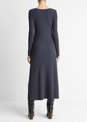 Ribbed Cotton-Blend Scoop-Neck Dress in Dresses | VINCE Women