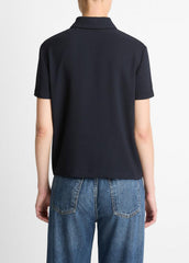 Crepe Polo Shirt in Short Sleeve | VINCE Women