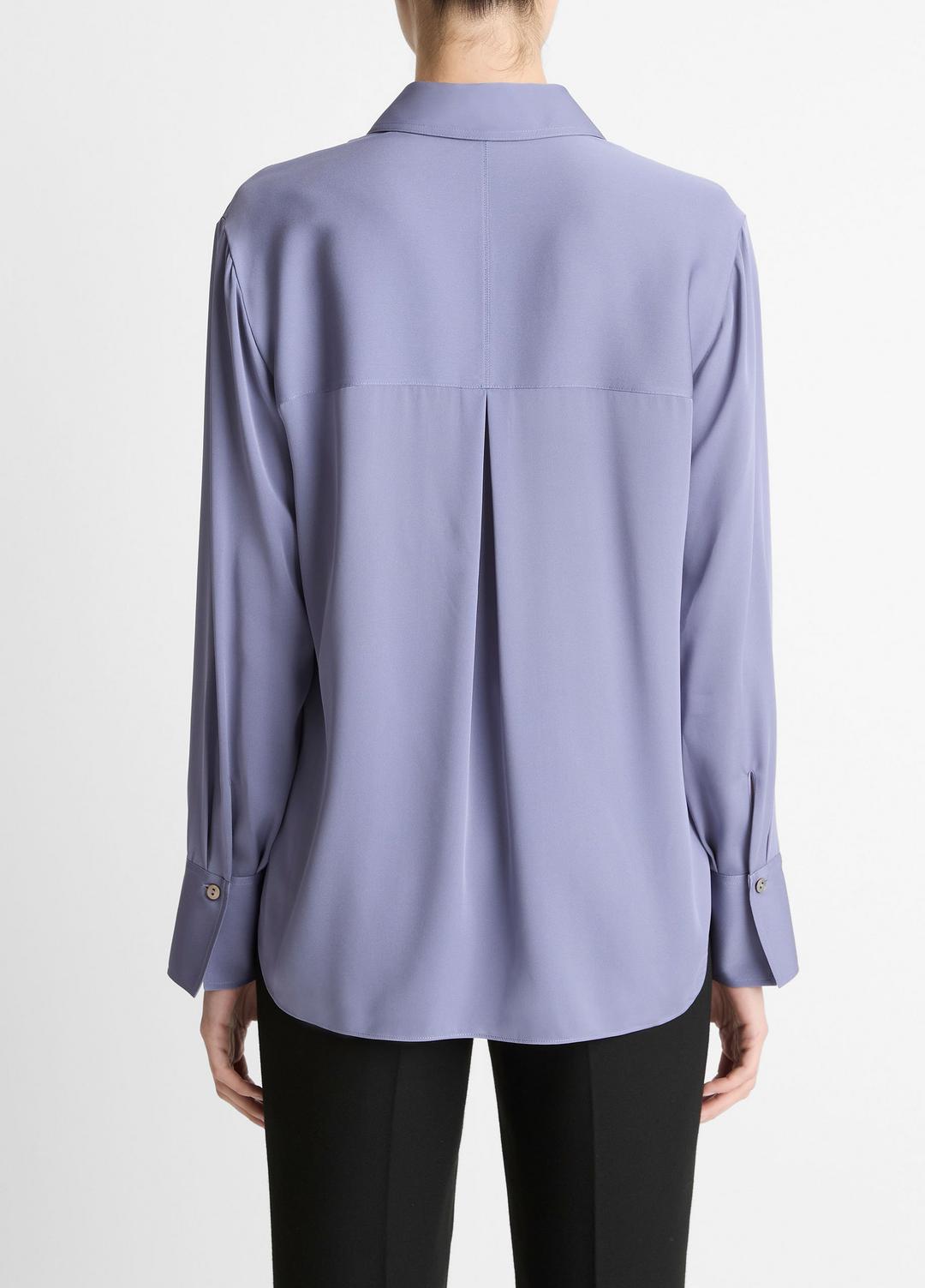 Stretch-Silk Button-Front Blouse in Long Sleeve | VINCE Women