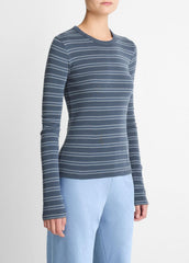 Striped Pima Cotton-Blend Long-Sleeve T-Shirt in Long Sleeve | VINCE Women