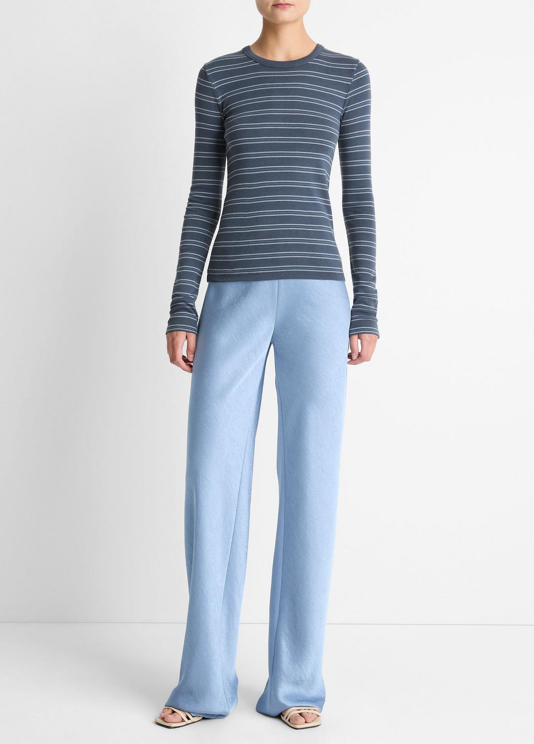 Striped Pima Cotton-Blend Long-Sleeve T-Shirt in Long Sleeve | VINCE Women