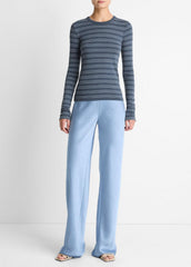 Striped Pima Cotton-Blend Long-Sleeve T-Shirt in Long Sleeve | VINCE Women