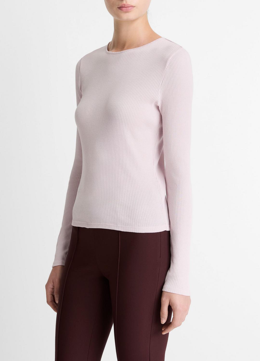 Ribbed Pima Cotton Long-Sleeve T-Shirt in Long Sleeve | VINCE Women