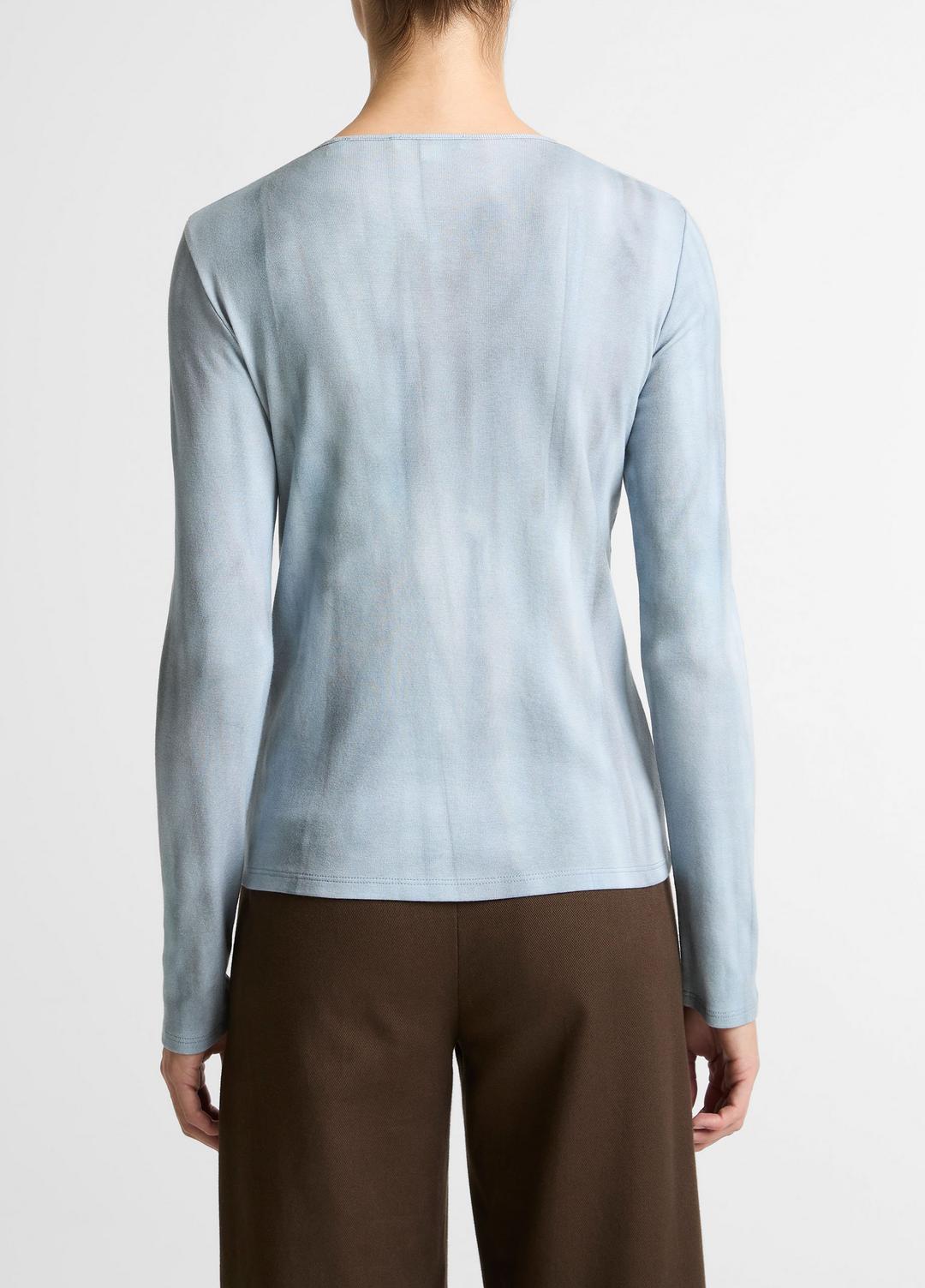 Washed Ombré Pima Cotton-Blend Long-Sleeve T-Shirt in Long Sleeve | VINCE Women