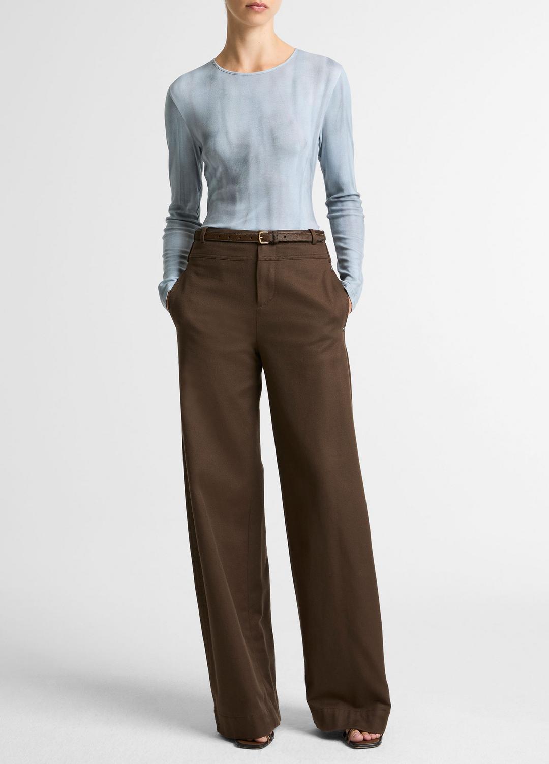 Washed Ombré Pima Cotton-Blend Long-Sleeve T-Shirt in Long Sleeve | VINCE Women