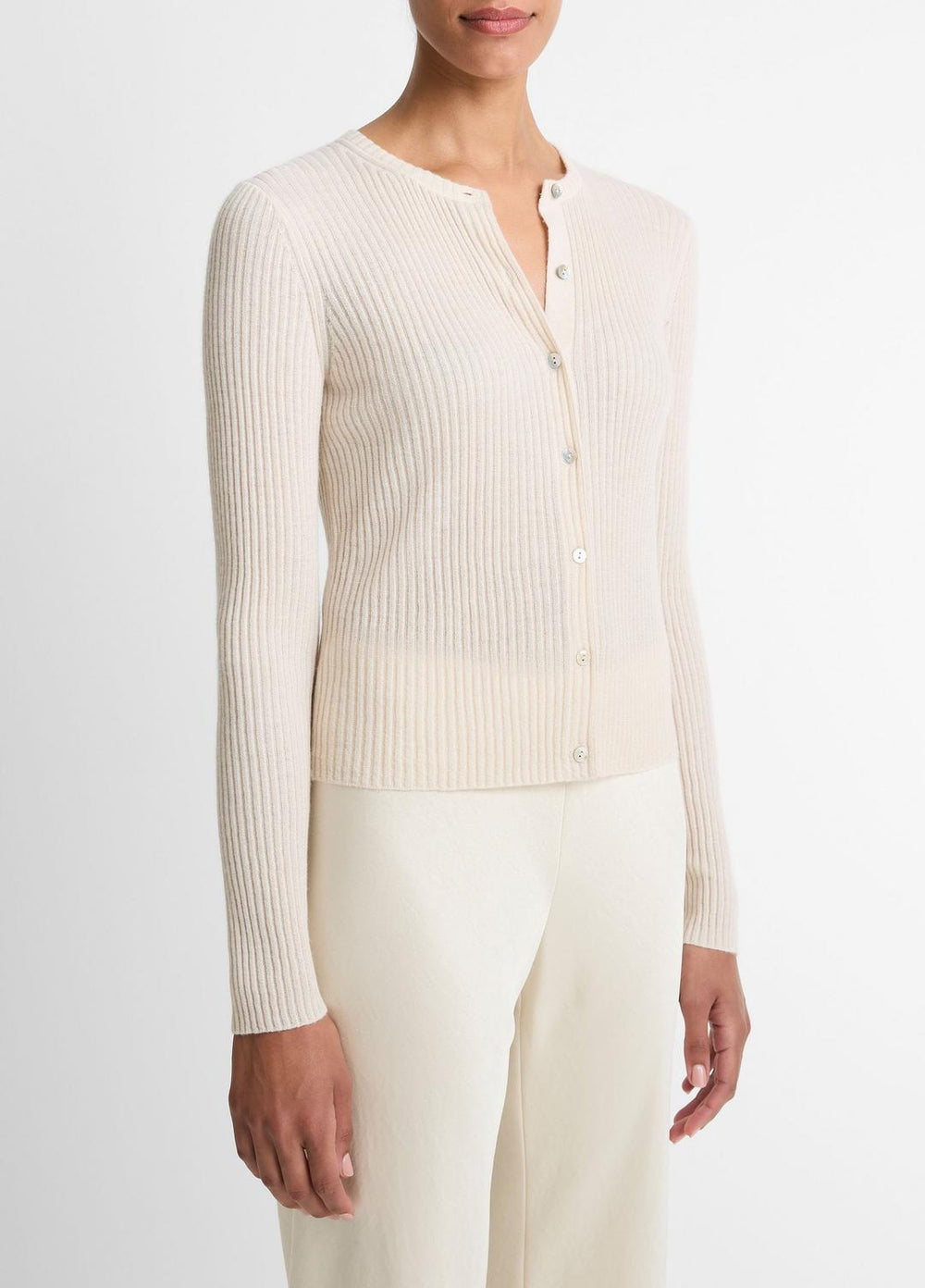 Ribbed Cashmere-Silk Cardigan in Cardigans | VINCE Women