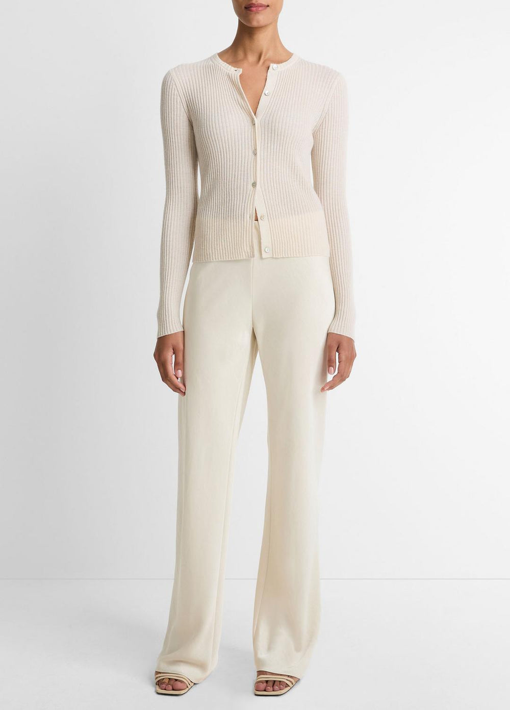 Ribbed Cashmere-Silk Cardigan in Cardigans | VINCE Women