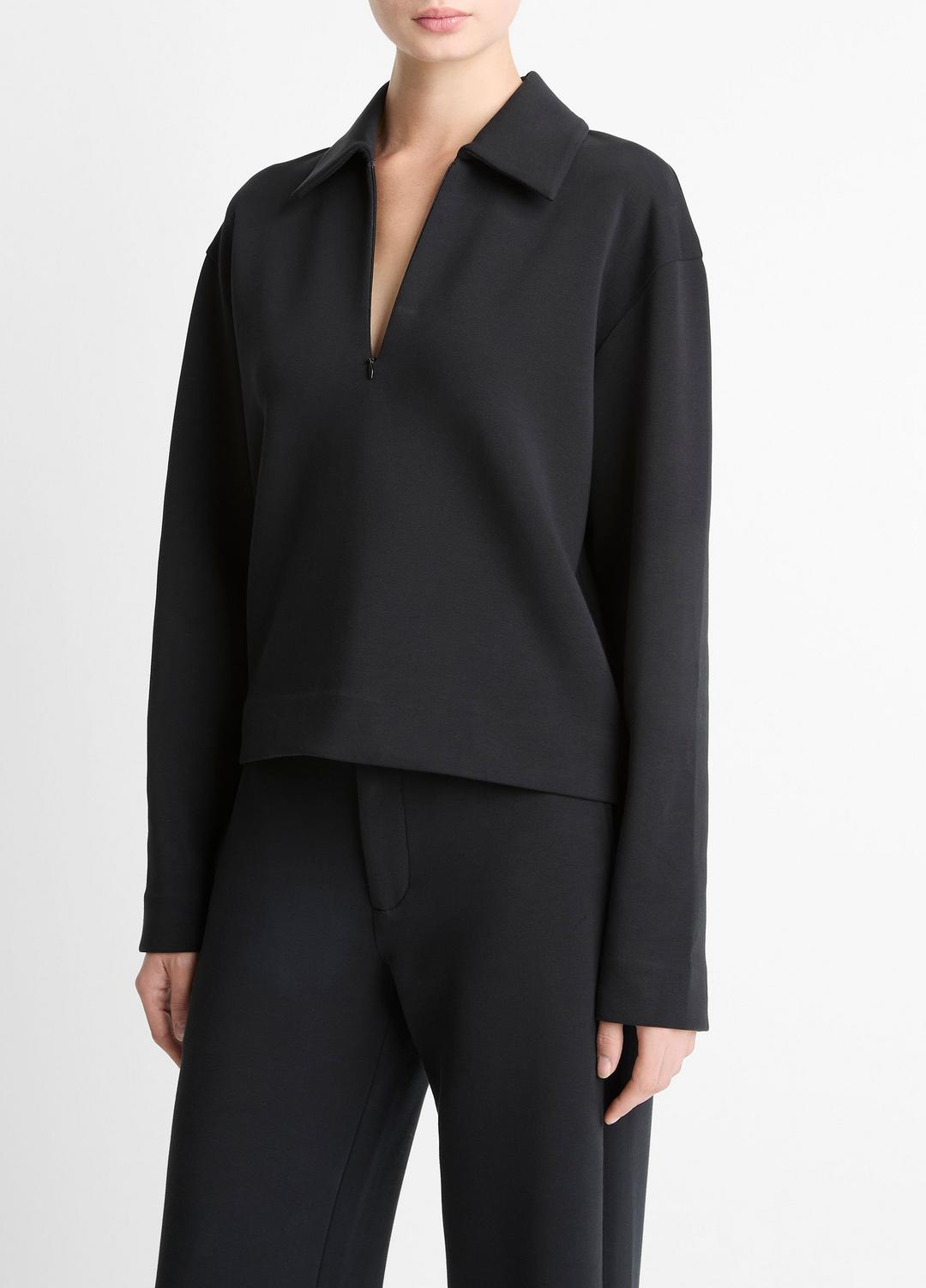 Cotton-Blend Half-Zip Pullover in Long Sleeve | VINCE Women