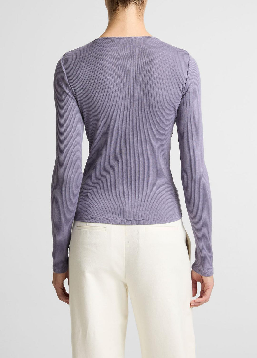 Ribbed Pima Cotton Long-Sleeve T-Shirt in Long Sleeve | VINCE Women