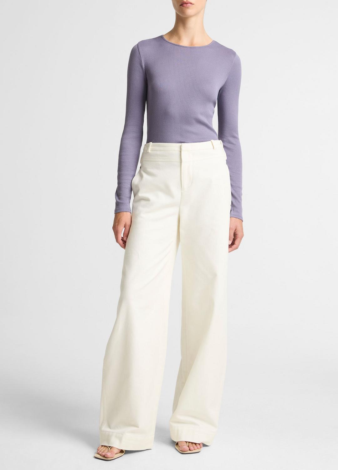 Ribbed Pima Cotton Long-Sleeve T-Shirt in Long Sleeve | VINCE Women