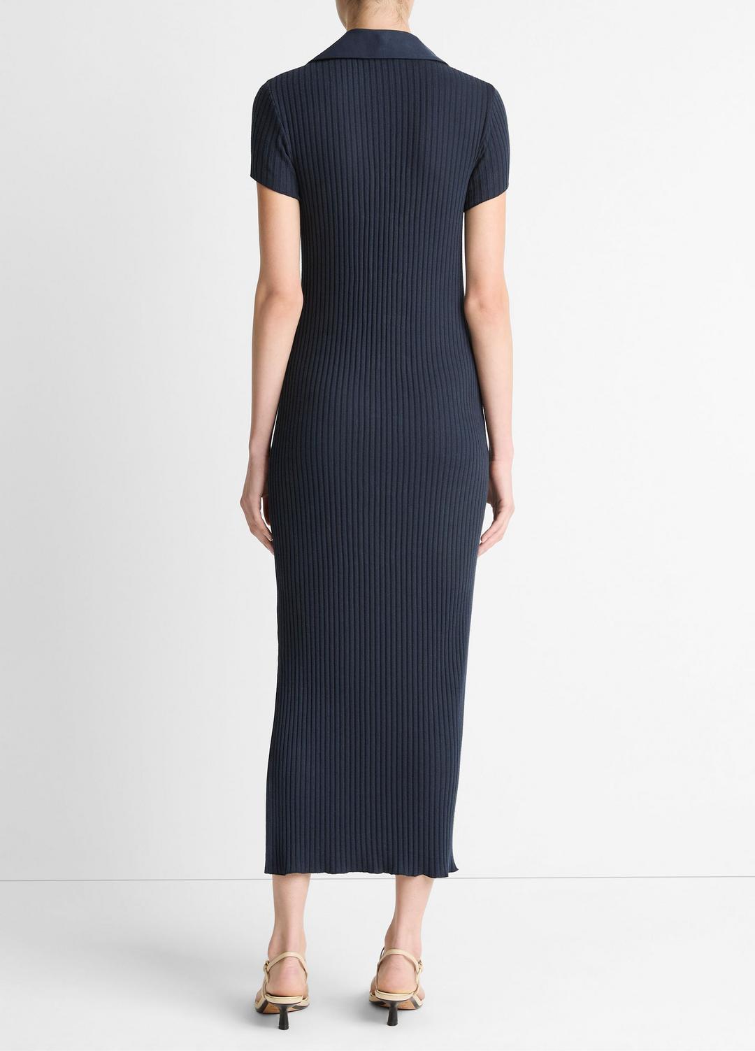 Ribbed Cotton-Blend Polo Dress in Dresses | VINCE Women