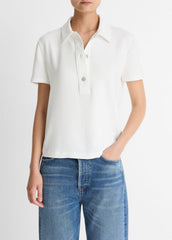 Crepe Polo Shirt in Short Sleeve | VINCE Women