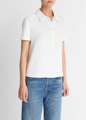 Crepe Polo Shirt in Short Sleeve | VINCE Women
