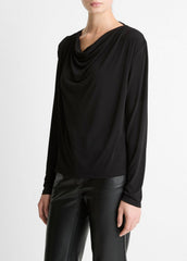 Matte Jersey Cowl-Neck Top in Long Sleeve | VINCE Women