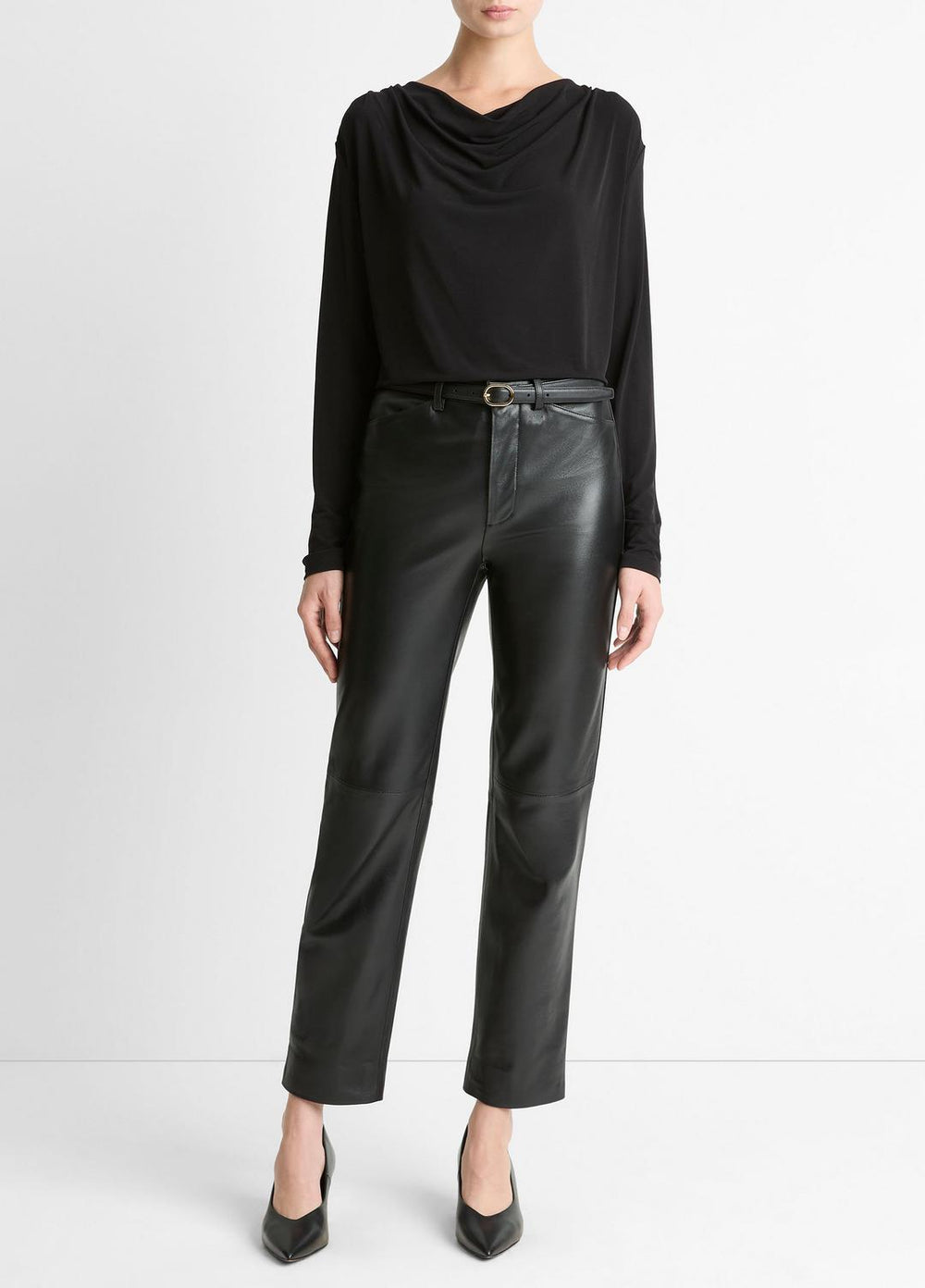 Matte Jersey Cowl-Neck Top in Long Sleeve | VINCE Women