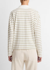Striped Cotton Long-Sleeve Polo Shirt in Long Sleeve | VINCE Women