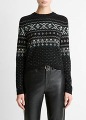 Fair Isle Plush Cashmere Sweater in Crew Neck | VINCE Women