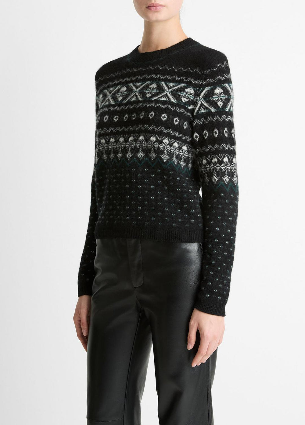Fair Isle Plush Cashmere Sweater in Crew Neck | VINCE Women