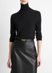 Cashmere-Silk Three-Quarter-Sleeve Mock-Neck Sweater in Turtleneck | VINCE Women