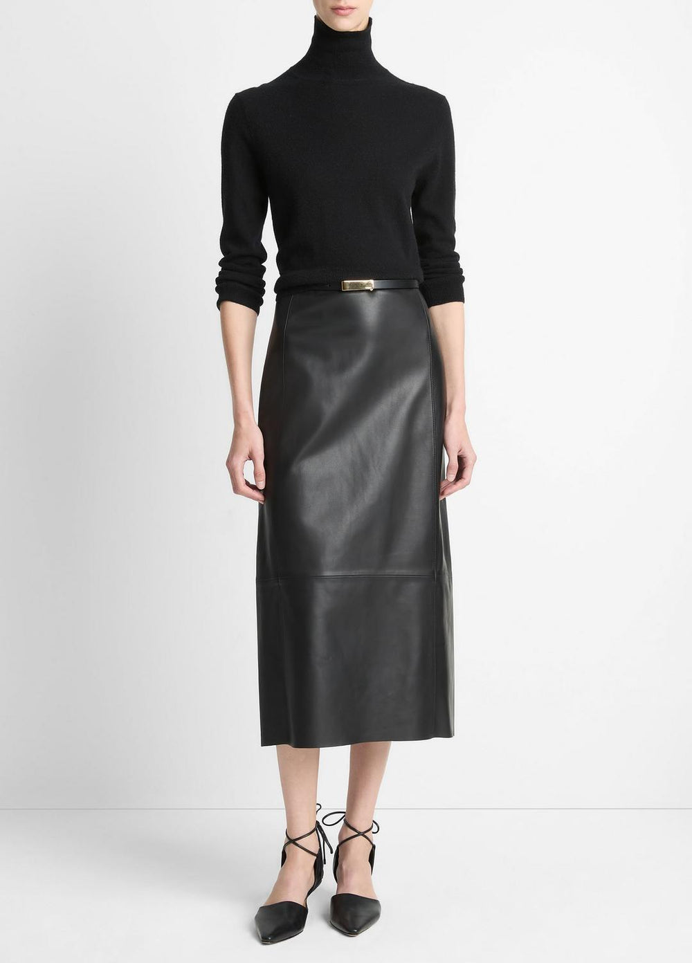 Cashmere-Silk Three-Quarter-Sleeve Mock-Neck Sweater in Turtleneck | VINCE Women