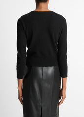 Metal-Button Wool & Cashmere-Blend Cardigan in Cardigans | VINCE Women