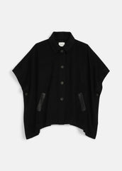 Leather-Trim Wool Cape in Accessories | VINCE Women