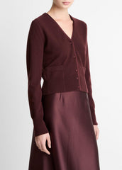 Satin-Trim Wool & Cashmere-Blend Cardigan in Cardigans | VINCE Women