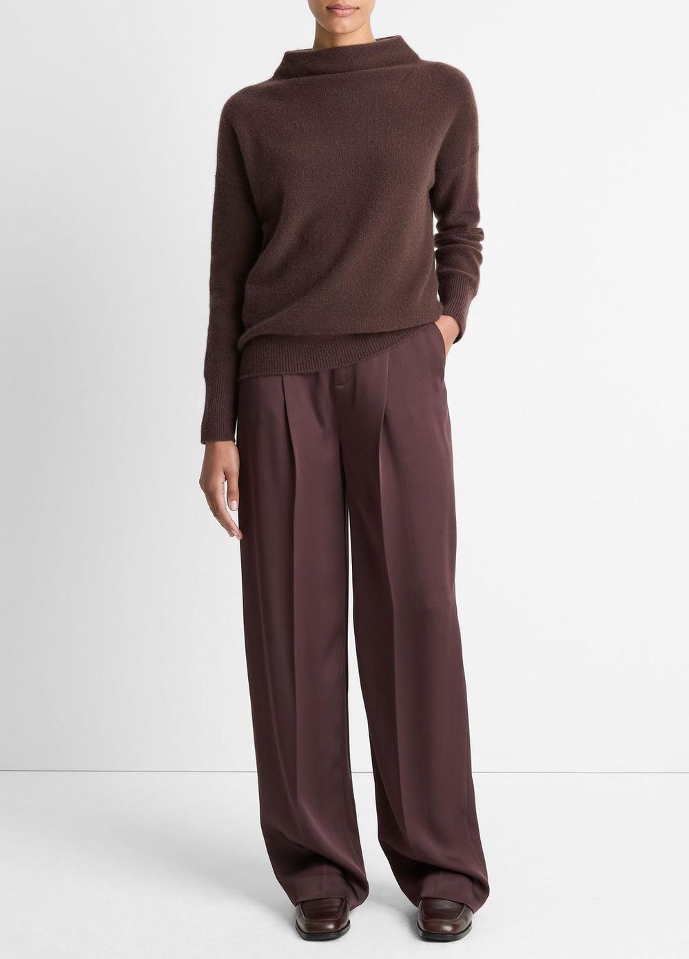 Plush Cashmere Funnel-Neck Sweater in Turtleneck | VINCE Women