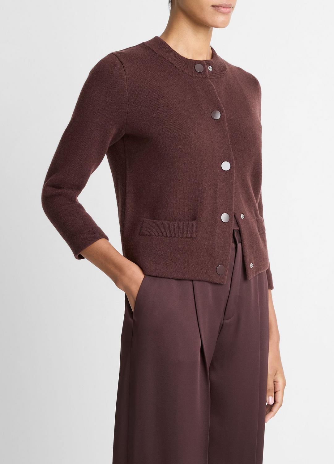 Wool-Blend Shrunken Snap Cardigan in Cardigans | VINCE Women