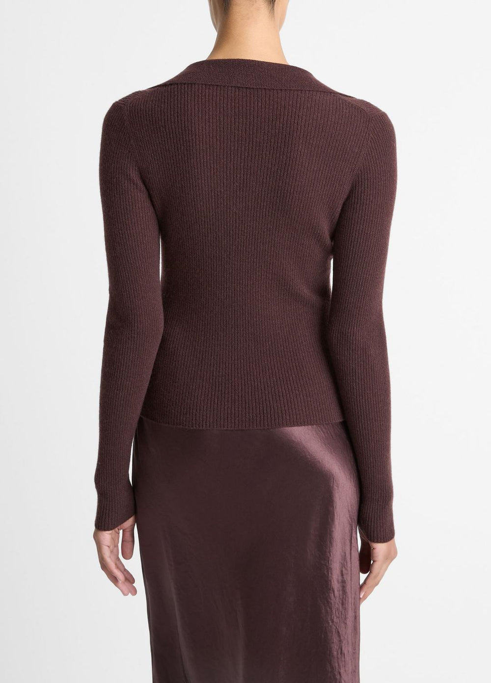 Ribbed Cashmere-Silk Polo Sweater in Cashmere | VINCE Women