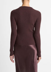 Ribbed Cashmere-Silk Polo Sweater in Cashmere | VINCE Women