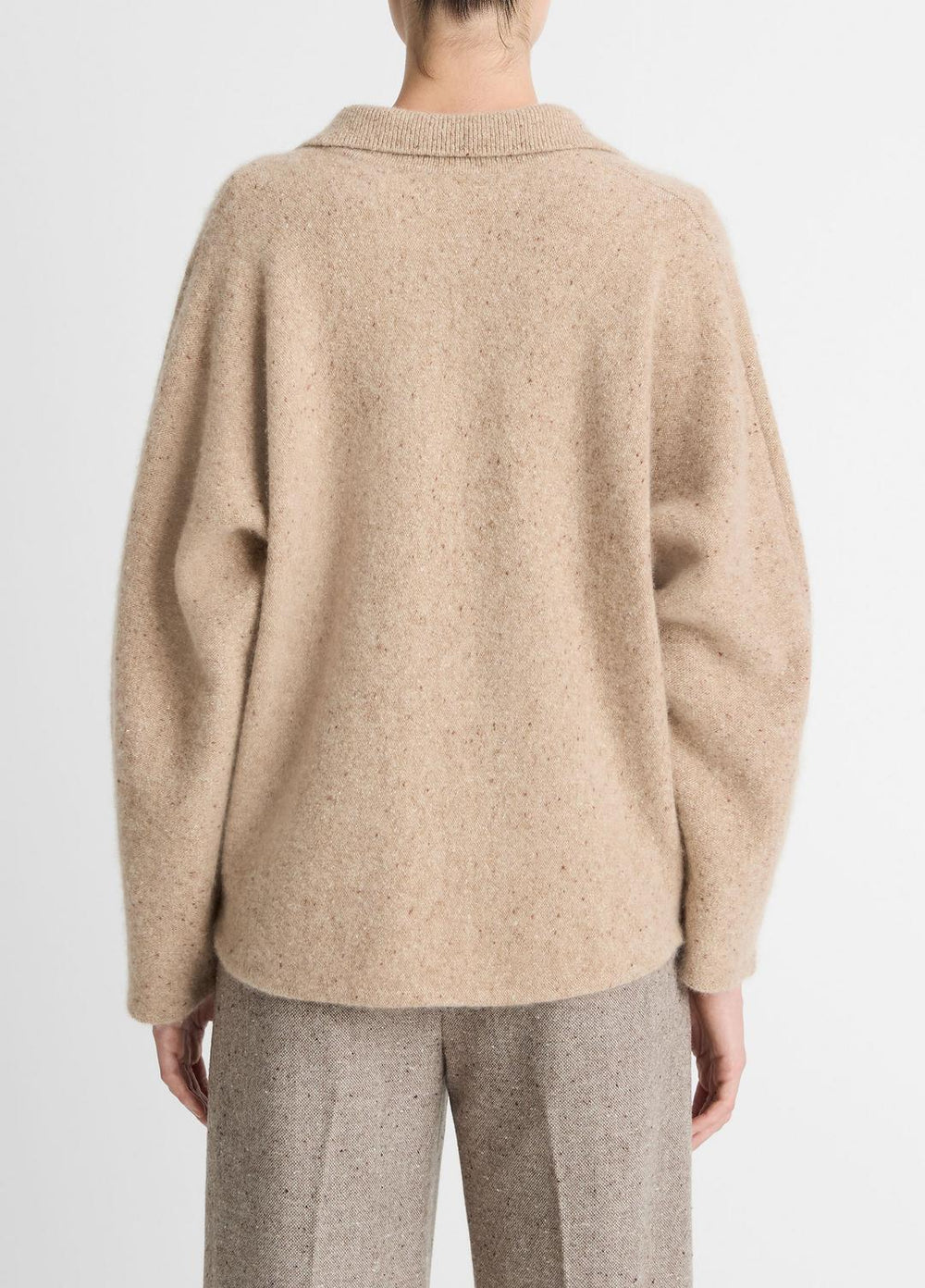 Donegal Plush Cashmere Dolman-Sleeve Polo Sweater in Cashmere | VINCE Women