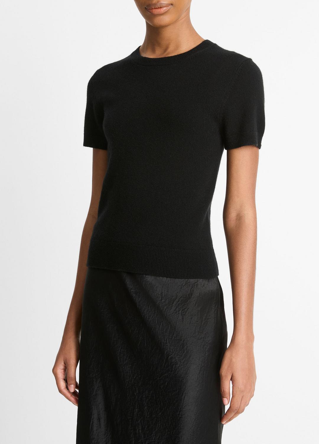 Wool & Cashmere-Blend Short-Sleeve Sweater in Crew Neck | VINCE Women