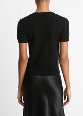 Wool & Cashmere-Blend Short-Sleeve Sweater in Crew Neck | VINCE Women