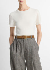 Wool & Cashmere-Blend Short-Sleeve Sweater in Crew Neck | VINCE Women